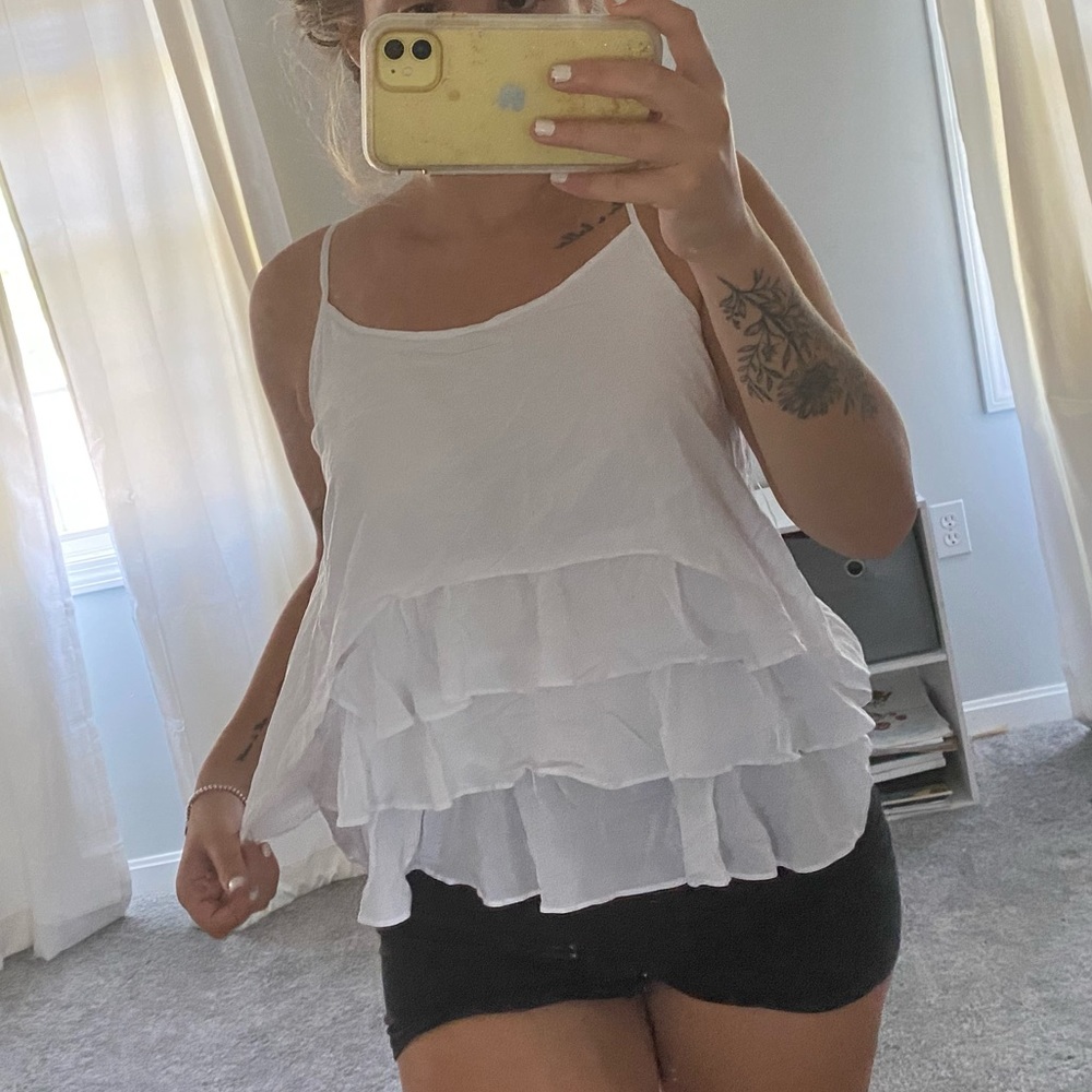 guess jeans ruffle top size small